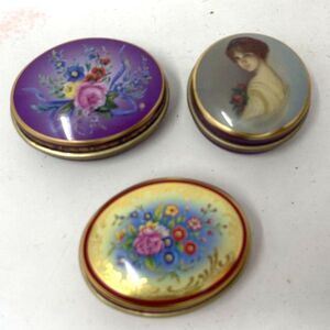 Vintage Chambers Candy Company Mini Decorative Tin Flower, Lady Trinket Box -Lot